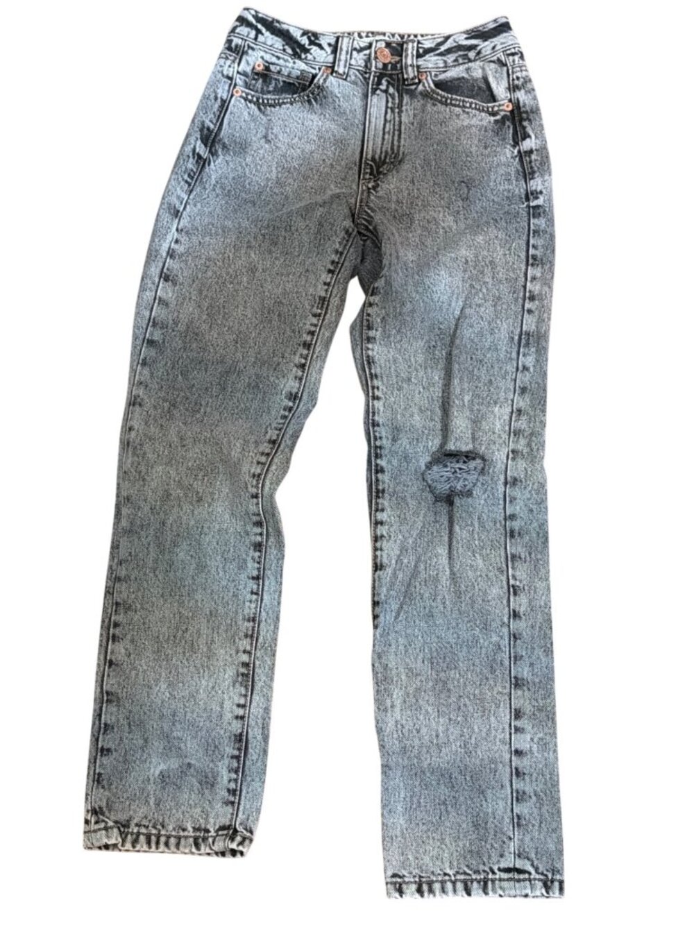 Garage Denim Mom Jeans Black Acid Wash Relaxed Fit Cotton Size 00